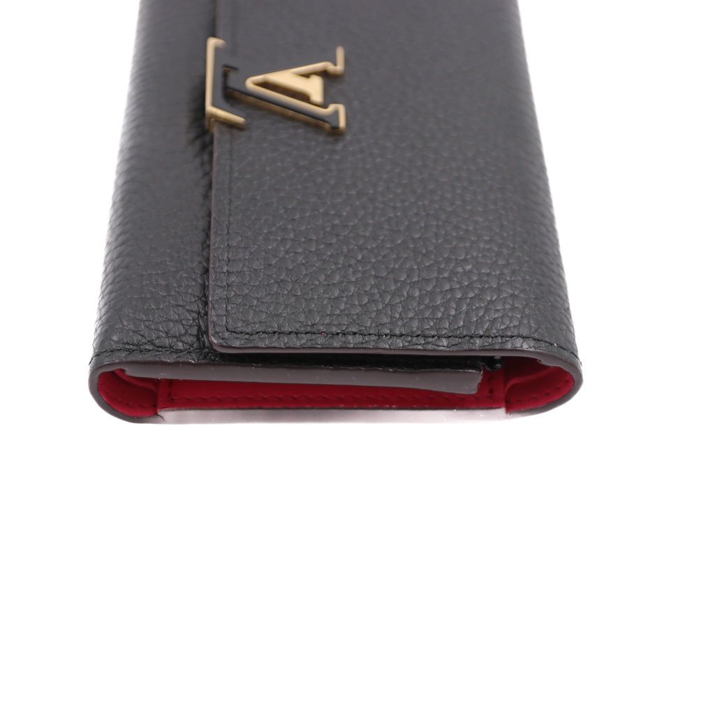 Louis Vuitton Black & Pink Taurillon Leather Capucines Compact Wallet