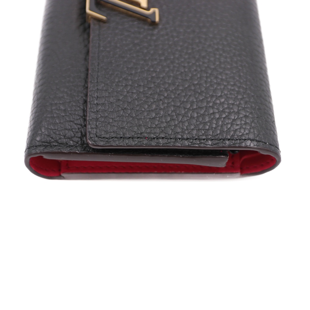 Louis Vuitton Black & Pink Taurillon Leather Capucines Compact Wallet
