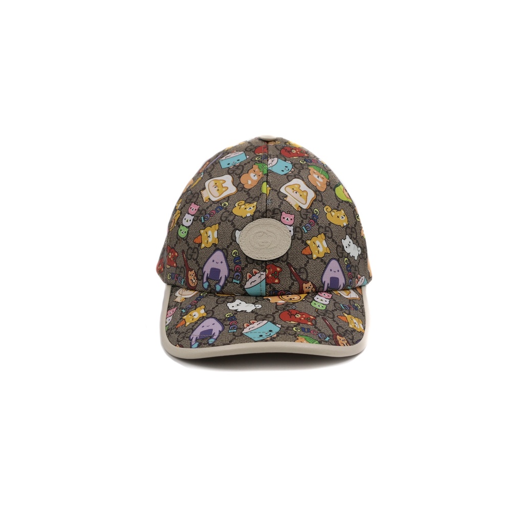 Gucci Kawaii floral leather-trimmed cap 736954 Size L