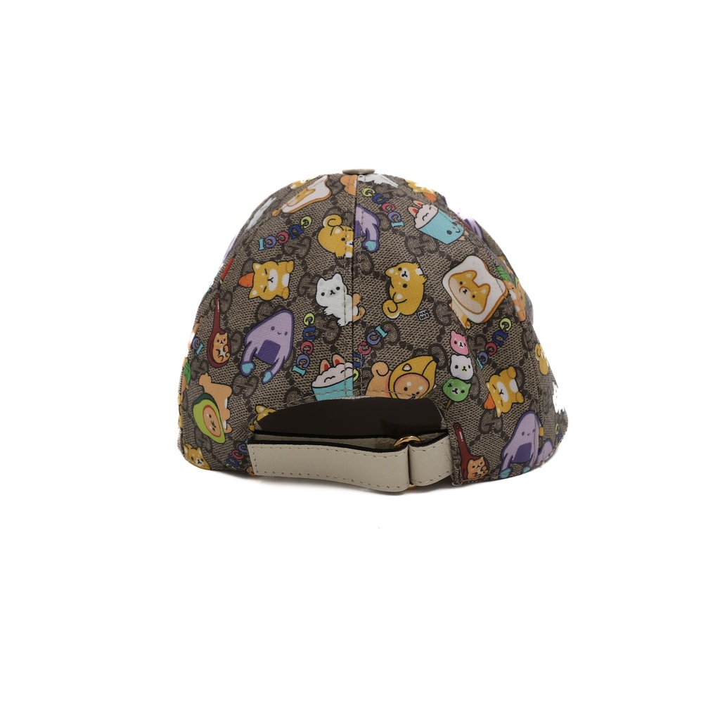 Gucci Kawaii floral leather-trimmed cap 736954 Size L