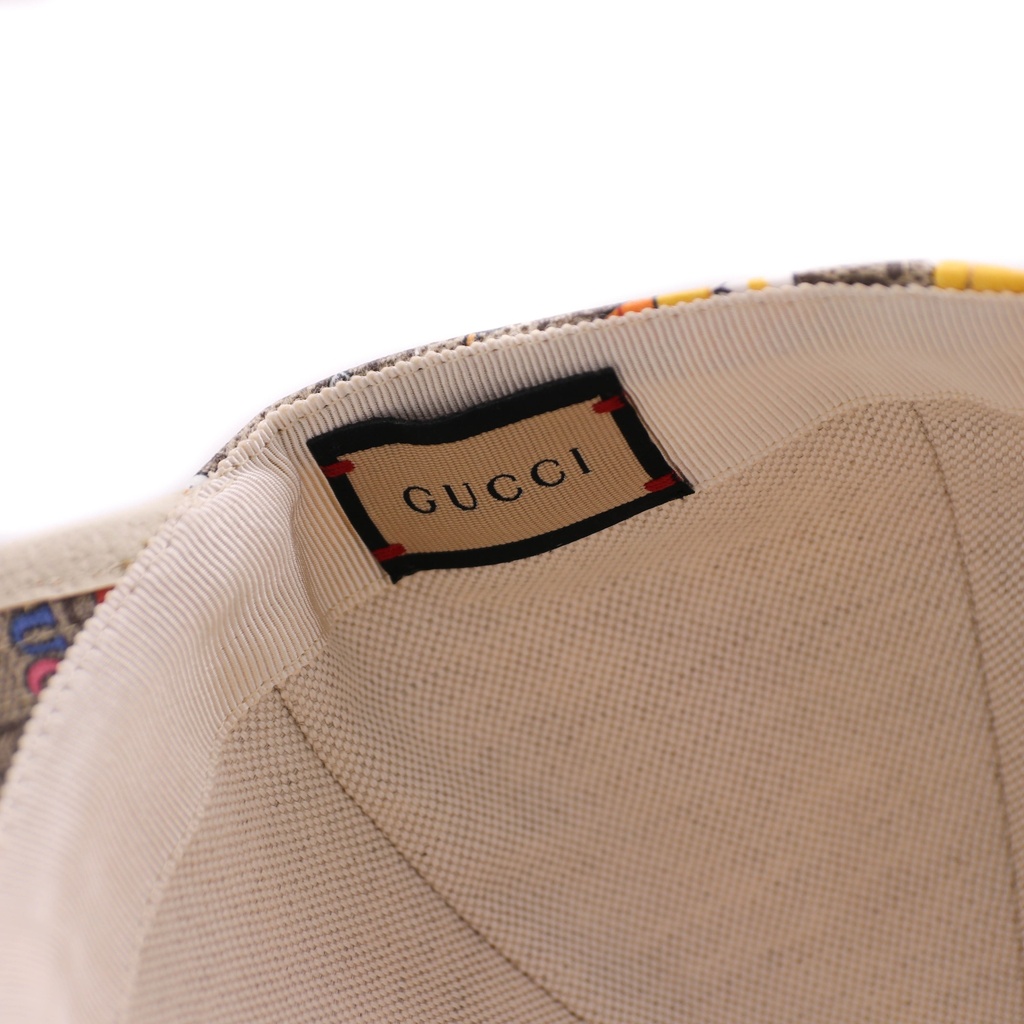 Gucci Kawaii floral leather-trimmed cap 736954 Size L