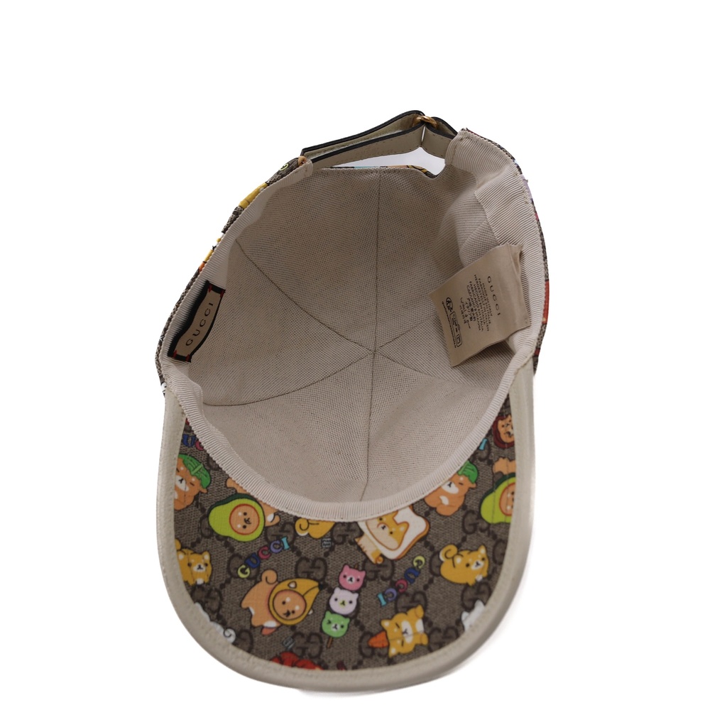 Gucci Kawaii floral leather-trimmed cap 736954 Size L