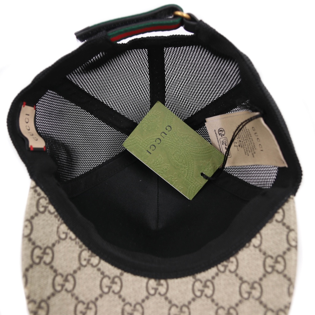 Gucci GG Supreme Monogram Kingsnake Print Baseball Hat M Beige 426887