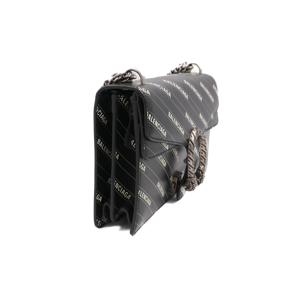 Gucci X BALENCIAGA Calfskin Logo Print Small Dionysus Shoulder Bag Black 400249