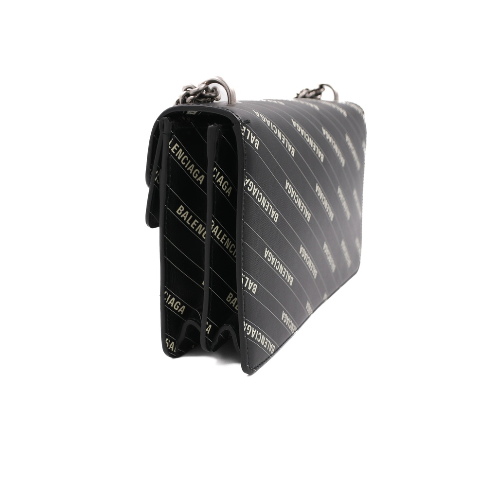 Gucci X BALENCIAGA Calfskin Logo Print Small Dionysus Shoulder Bag Black 400249