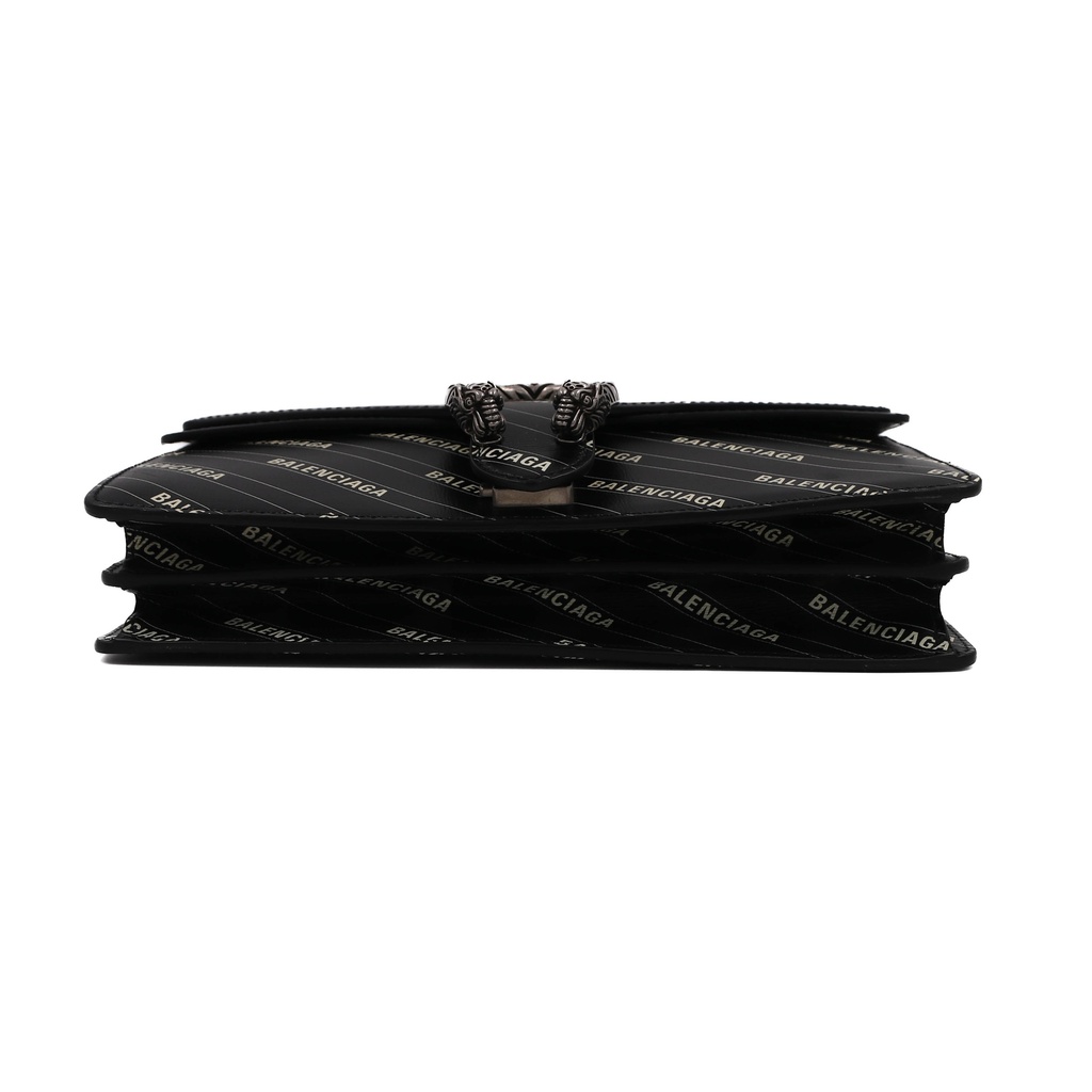 Gucci X BALENCIAGA Calfskin Logo Print Small Dionysus Shoulder Bag Black 400249