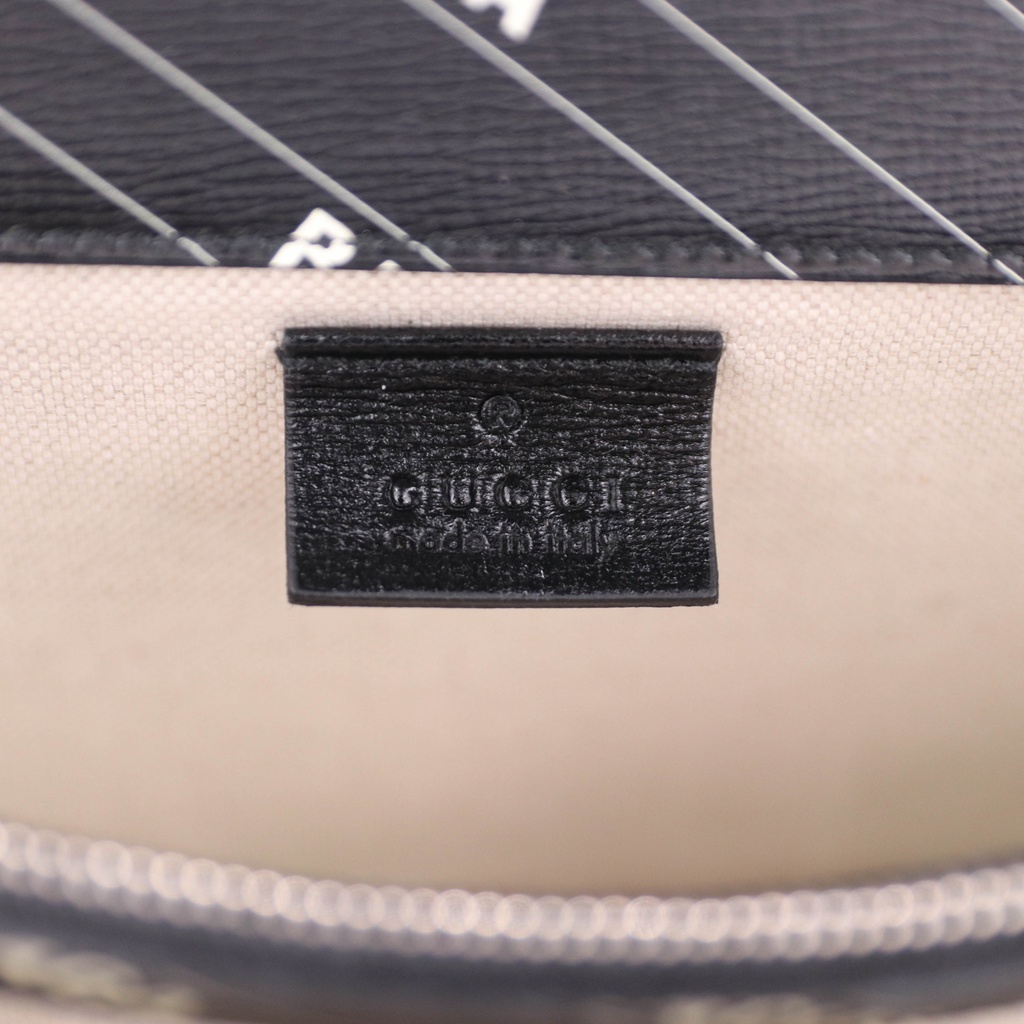 Gucci X BALENCIAGA Calfskin Logo Print Small Dionysus Shoulder Bag Black 400249