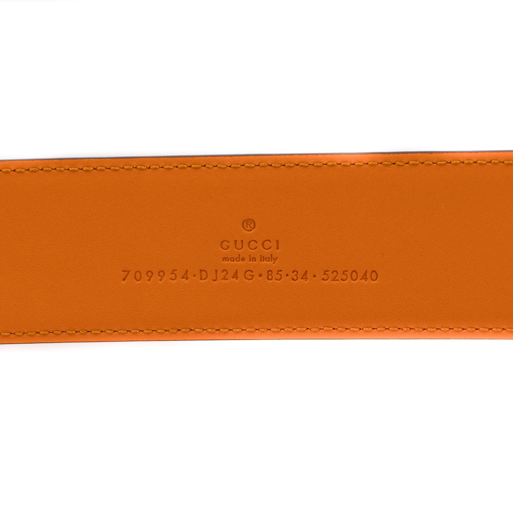 Gucci GG Yellow Leather Belt Memorable Buckle 709954 85 34