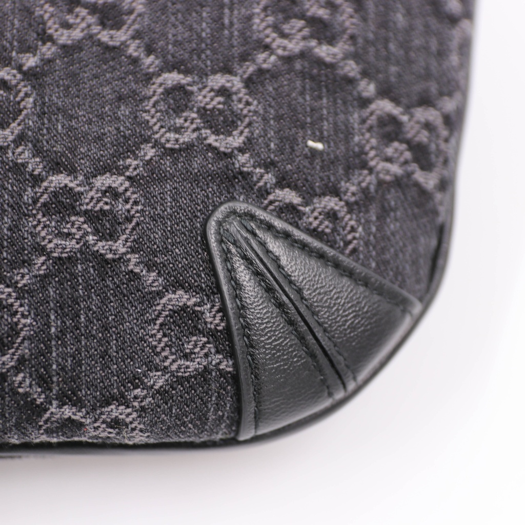 Gucci Horsebit Black/Grey GG Denim Slim Small Hobo Shoulder Bag 774719