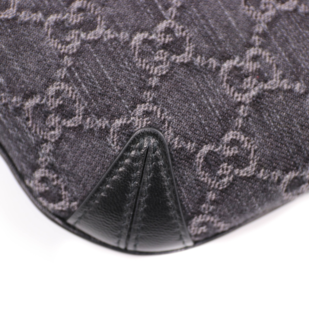 Gucci Horsebit Black/Grey GG Denim Slim Small Hobo Shoulder Bag 774719