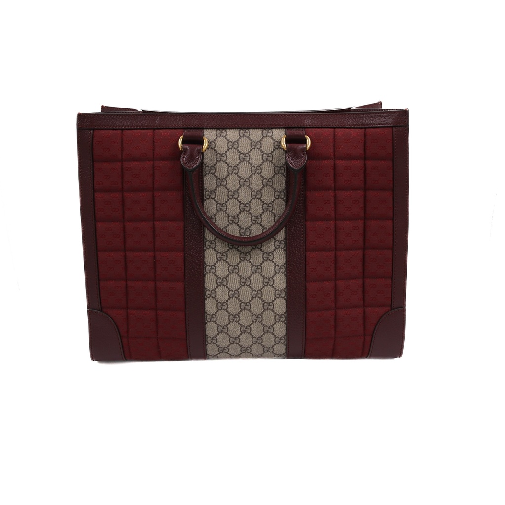 Gucci Large Tote Bag With Double G In GG Canvas Red