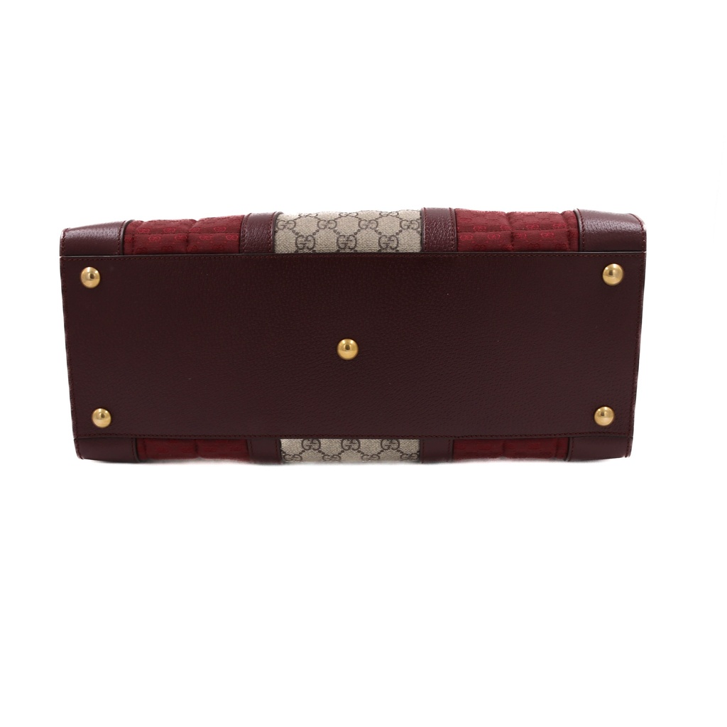 Gucci Large Tote Bag With Double G In GG Canvas Red