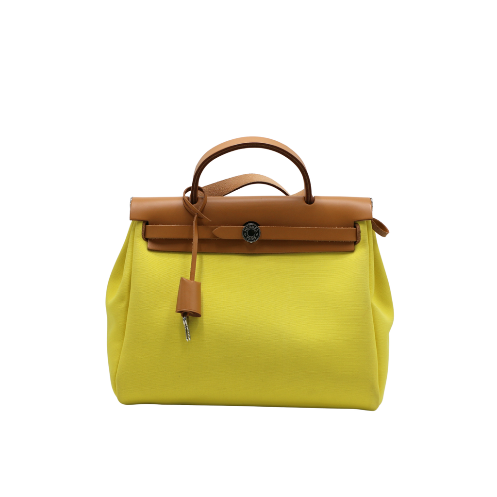 Hermes Herbag Zip Leather and Toile 31 Yellow