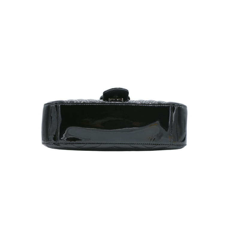 Gucci GG Marmont Small Patent Shoulder Bag Matelassé Black 443497