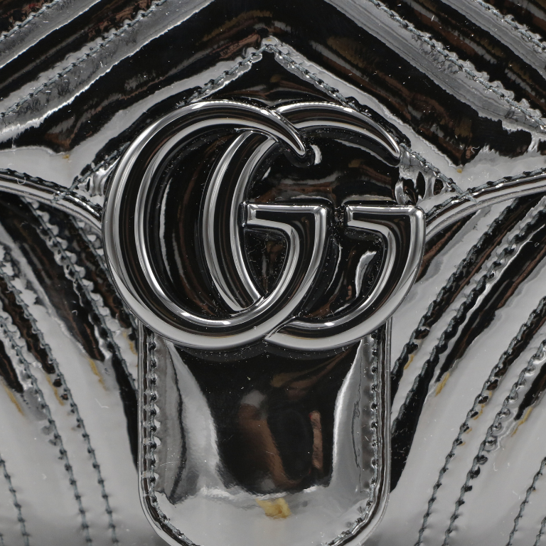 Gucci GG Marmont Small Patent Shoulder Bag Matelassé Black 443497