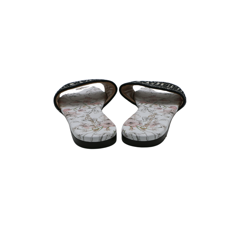 Christian Dior Dway Slide Cotton and White Multicolor Toile de Jouy Papillon Motit Size 36
