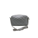 Chanel Metallic Lambskin Quilted Small Diamond CC Camera Case Dark Silver