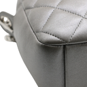 Chanel Metallic Lambskin Quilted Small Diamond CC Camera Case Dark Silver