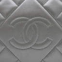 Chanel Metallic Lambskin Quilted Small Diamond CC Camera Case Dark Silver