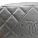 Chanel Metallic Lambskin Quilted Small Diamond CC Camera Case Dark Silver