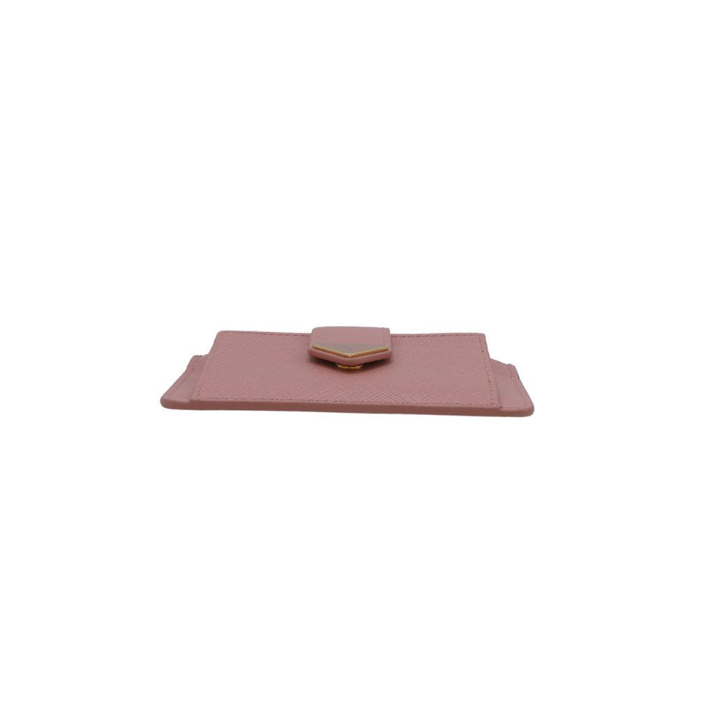 Prada Saffiano And Smooth Leather Card Holder Pink