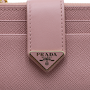 Prada Saffiano And Smooth Leather Card Holder Pink
