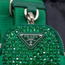 Prada Satin Crystal Re-Edition 2005 Green Shoulder Bag
