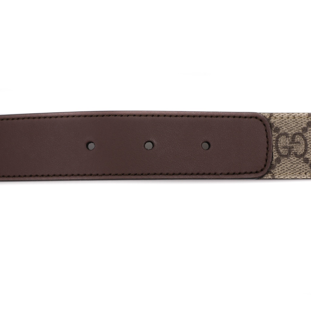 Gucci GG Supreme Thin Belt With Gold Buckle 625839 In Size 80 32