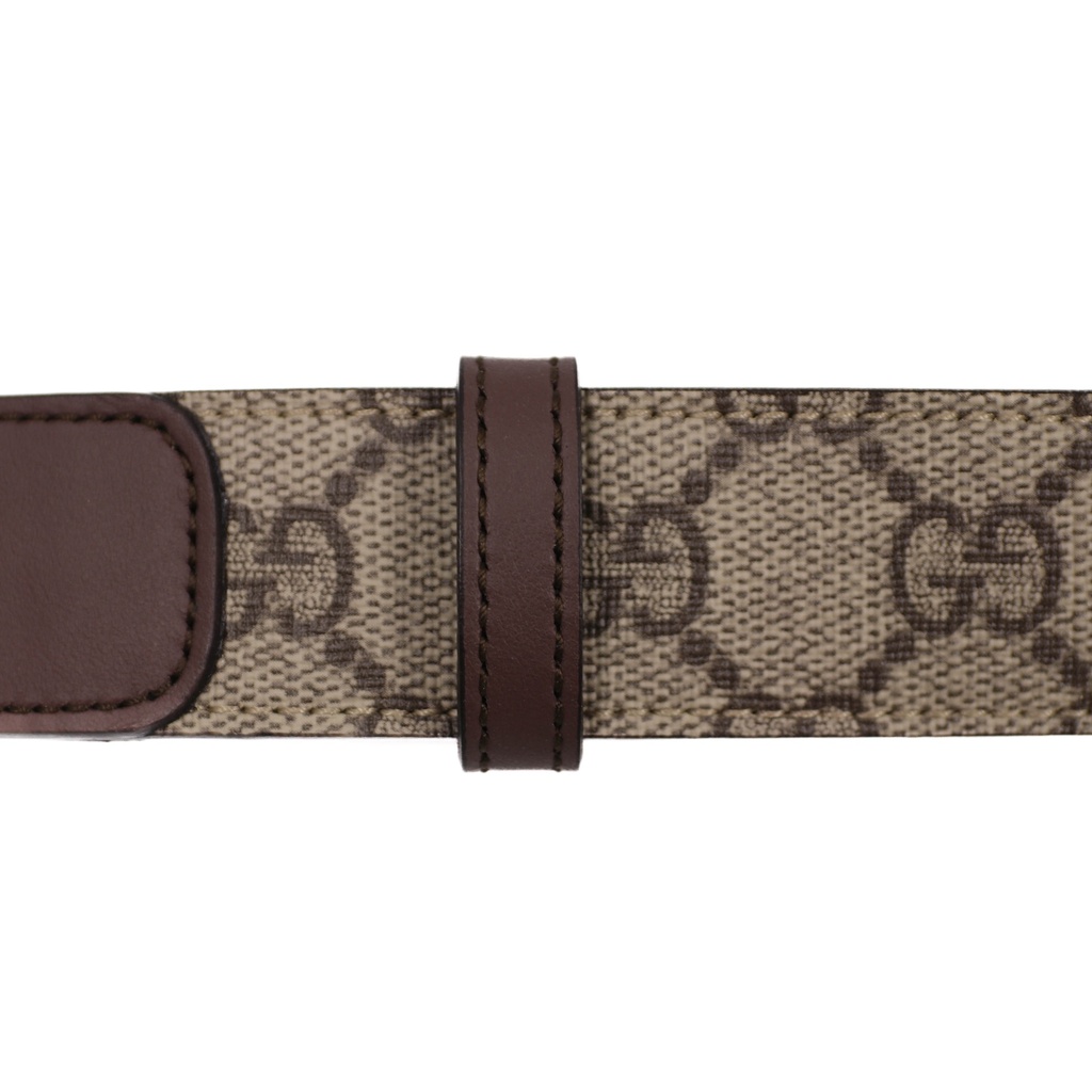Gucci GG Supreme Thin Belt With Gold Buckle 625839 In Size 80 32
