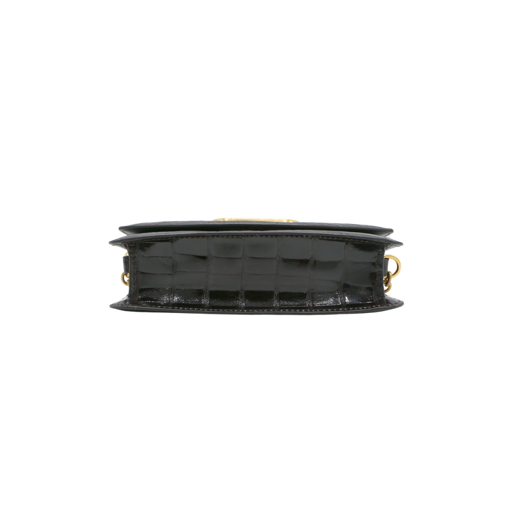 Valentino Garavani Vain Small Shoulder Bag In Crocodile Leather Brown