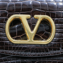 Valentino Garavani Vain Small Shoulder Bag In Crocodile Leather Brown
