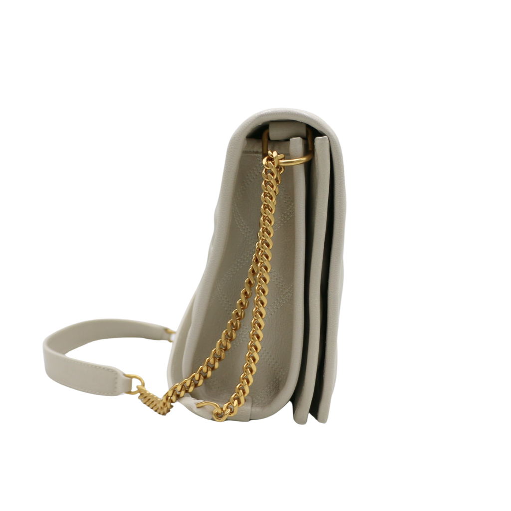 Saint Laurent Quilted White Leather Becky Shoulder Bag