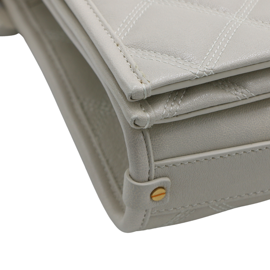 Saint Laurent Quilted White Leather Becky Shoulder Bag