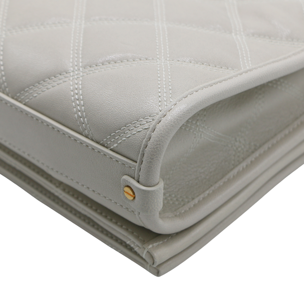 Saint Laurent Quilted White Leather Becky Shoulder Bag