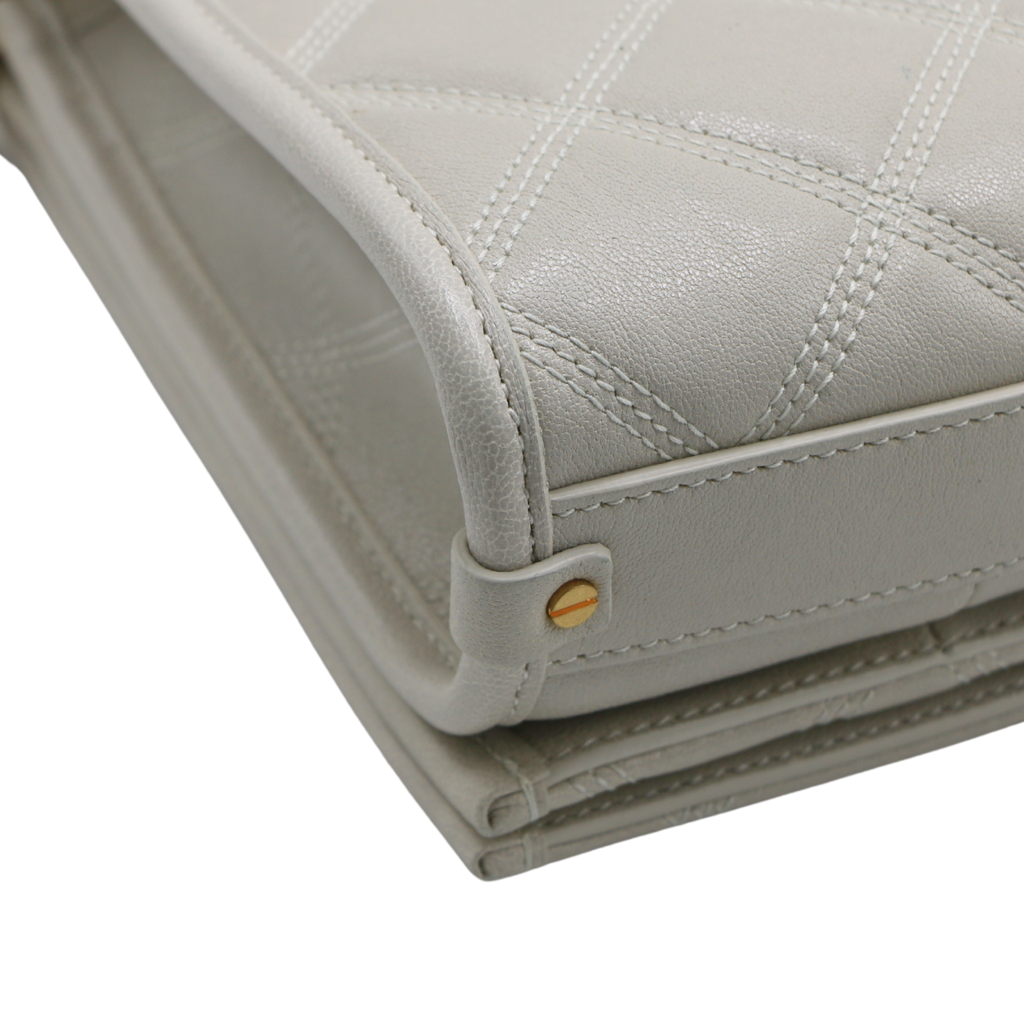 Saint Laurent Quilted White Leather Becky Shoulder Bag