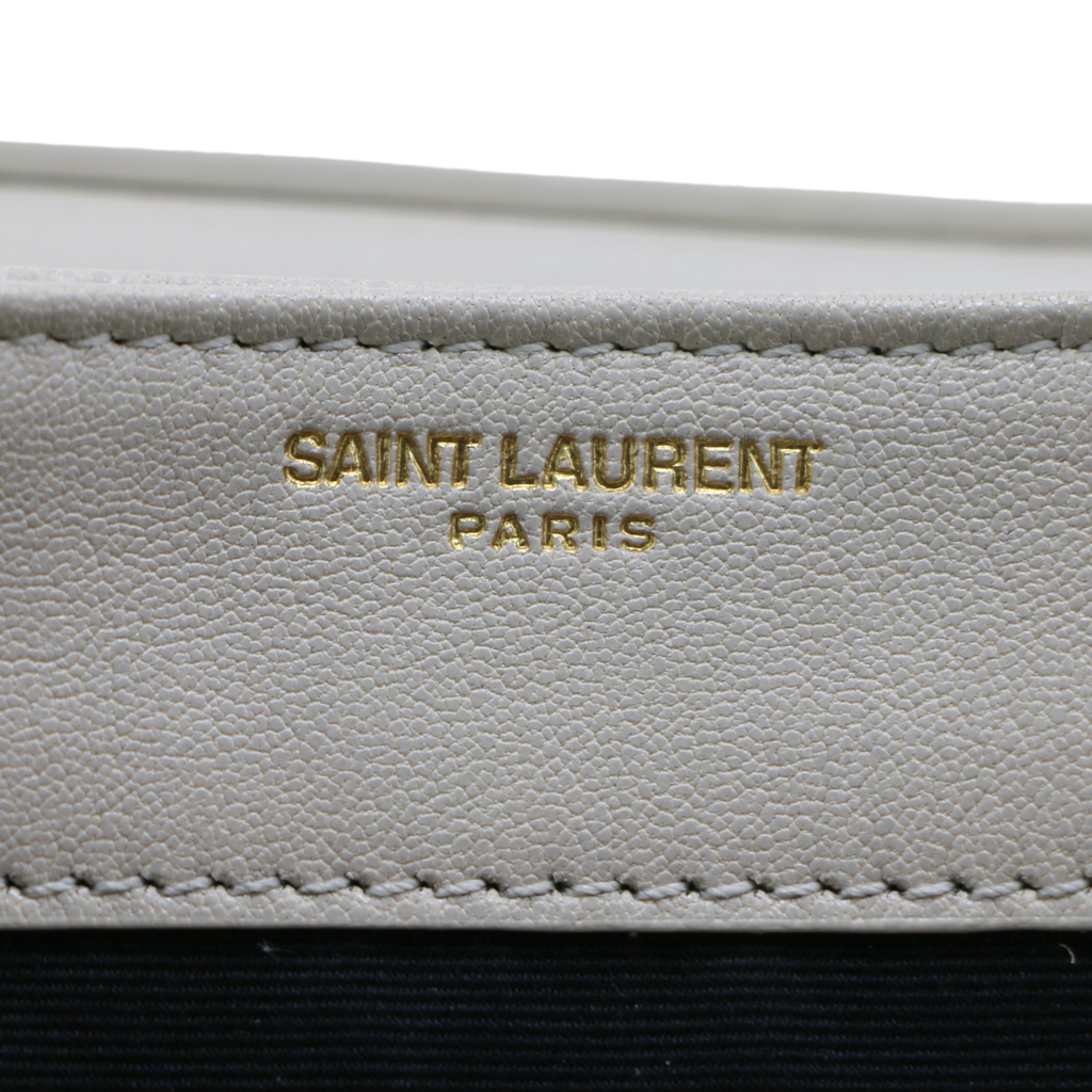 Saint Laurent Quilted White Leather Becky Shoulder Bag