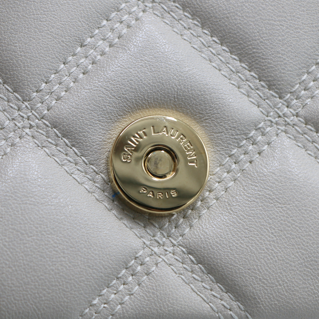 Saint Laurent Quilted White Leather Becky Shoulder Bag