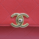 Chanel Grained Clafskin Stiched Flap Bag Red