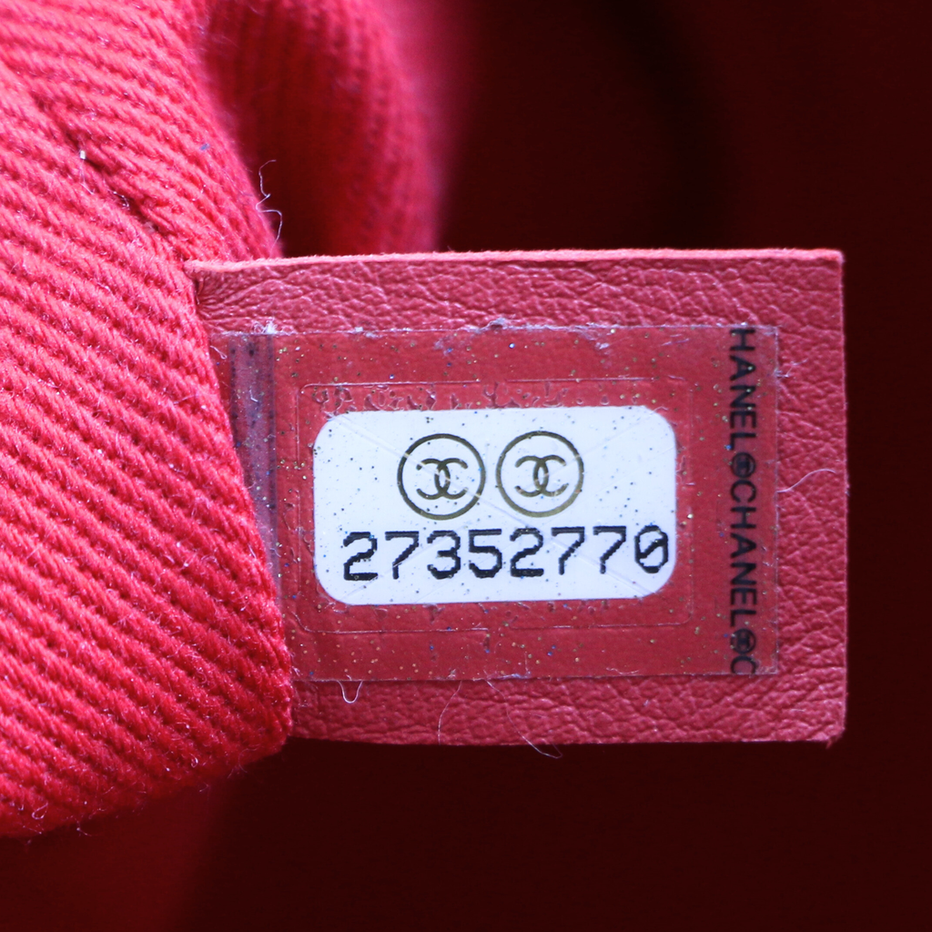 Chanel Grained Clafskin Stiched Flap Bag Red