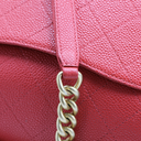 Chanel Grained Clafskin Stiched Flap Bag Red