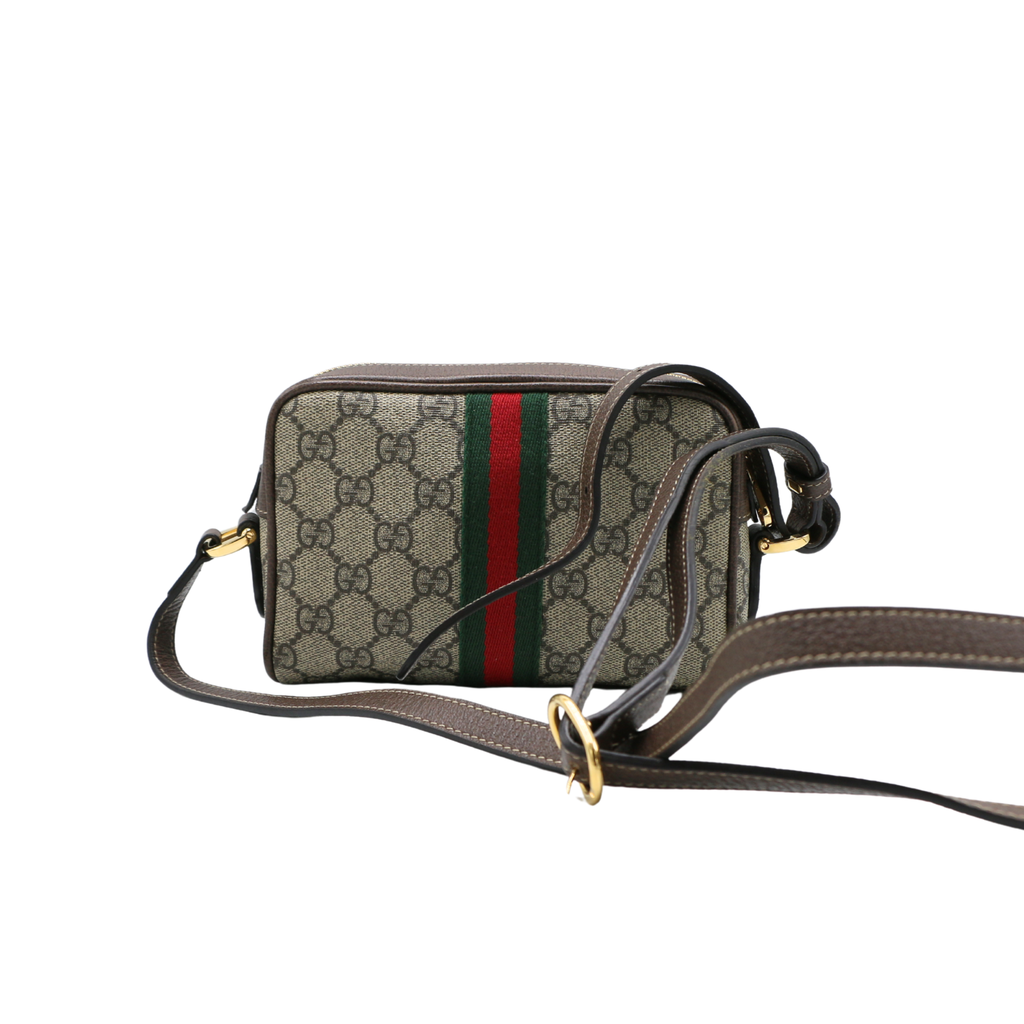 Gucci GG Supreme Monogram Web Mini Ophidia Shoulder Bag Brown