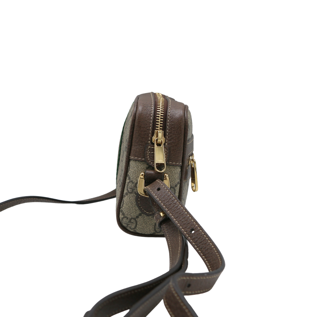 Gucci GG Supreme Monogram Web Mini Ophidia Shoulder Bag Brown