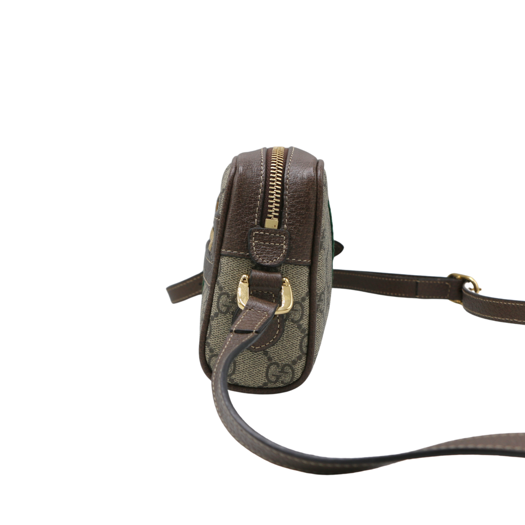 Gucci GG Supreme Monogram Web Mini Ophidia Shoulder Bag Brown