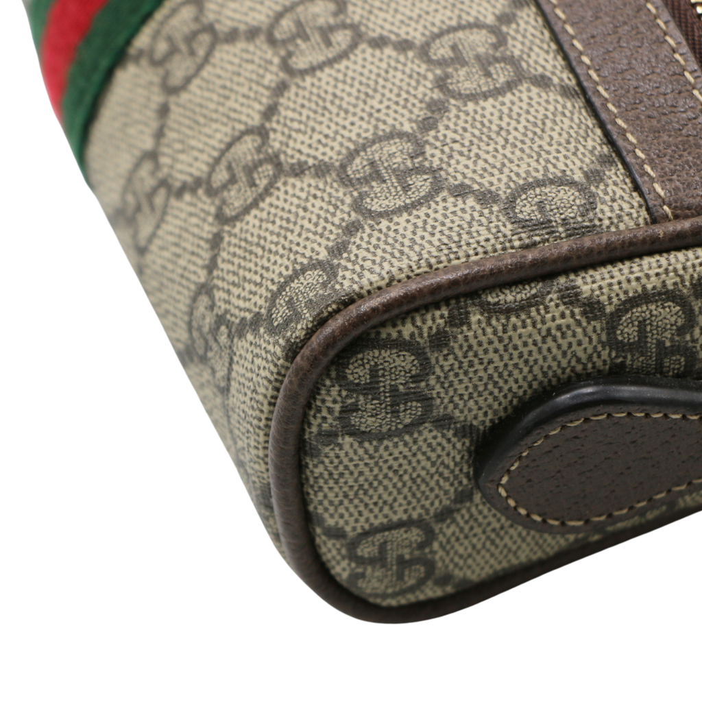 Gucci GG Supreme Monogram Web Mini Ophidia Shoulder Bag Brown