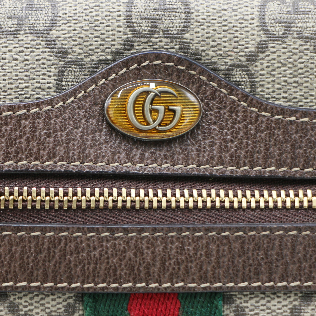 Gucci GG Supreme Monogram Web Mini Ophidia Shoulder Bag Brown