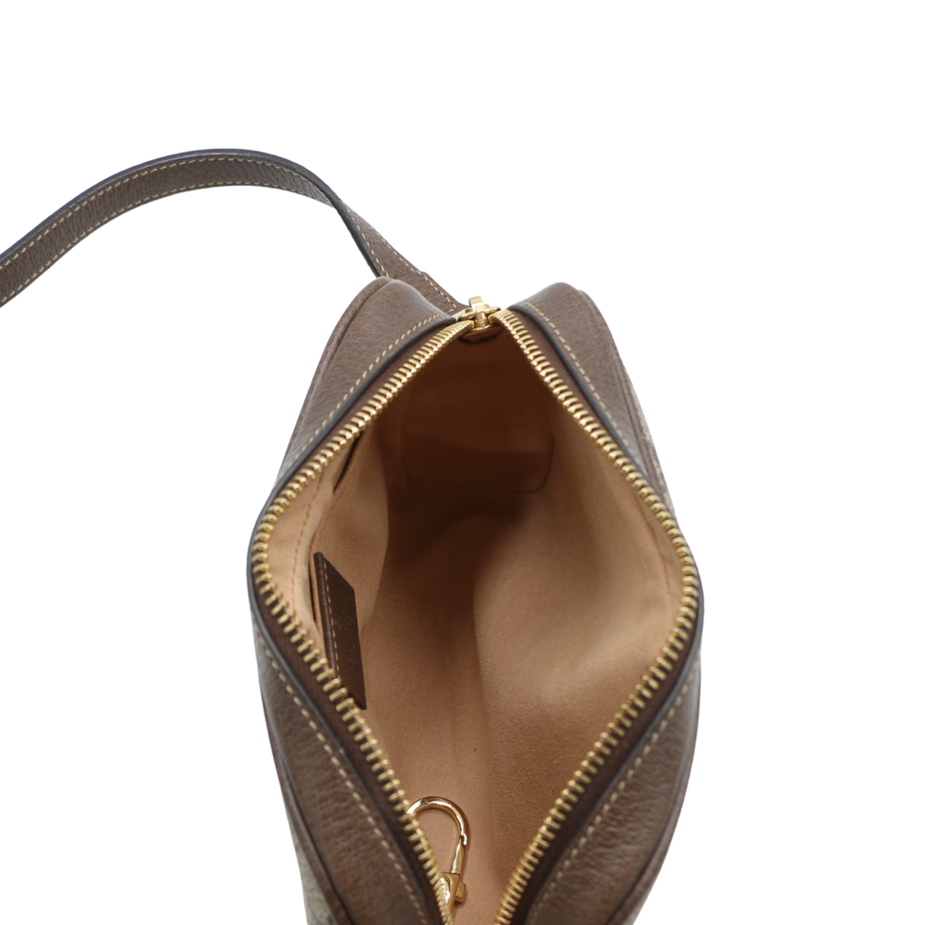 Gucci GG Supreme Monogram Web Mini Ophidia Shoulder Bag Brown