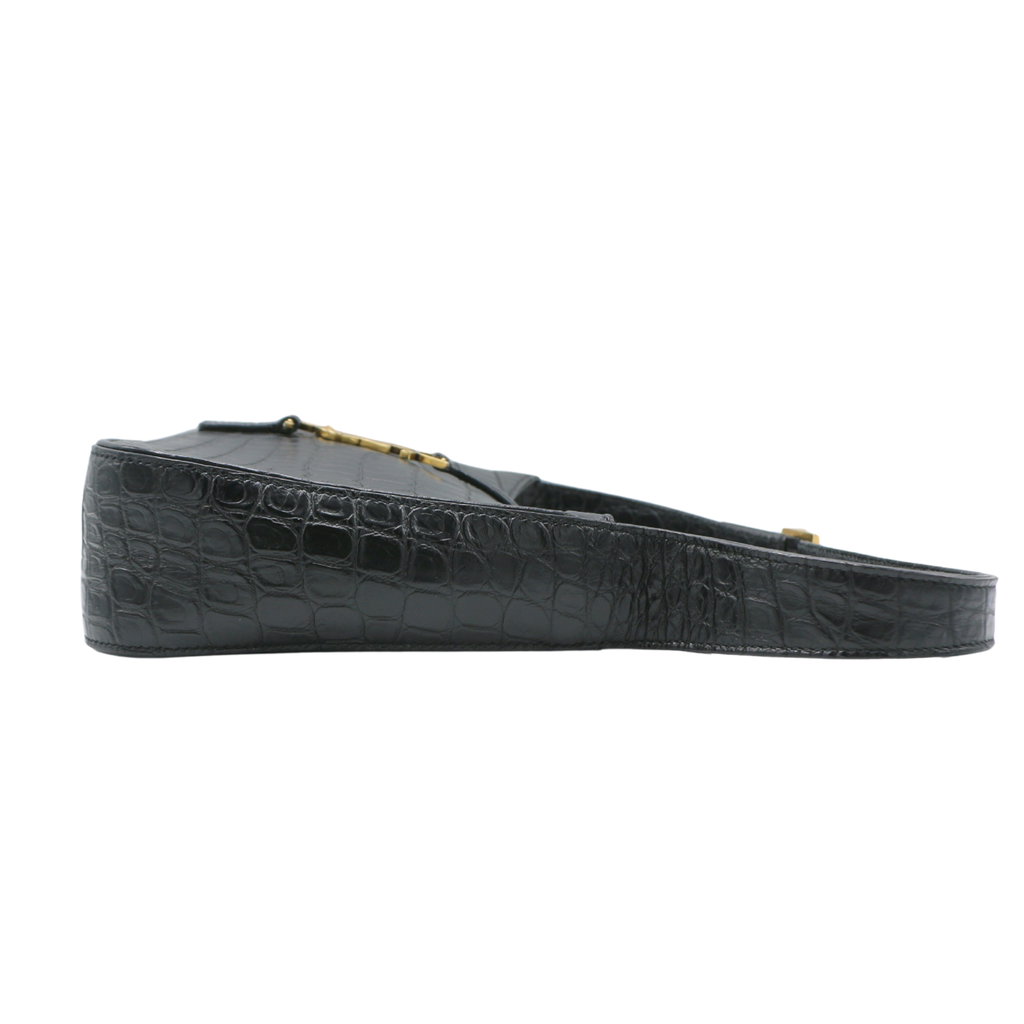 Saint Lauurent Le 5 à 7 croc-embossed leather shoulder bag