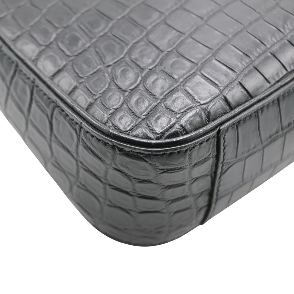Saint Lauurent Le 5 à 7 croc-embossed leather shoulder bag