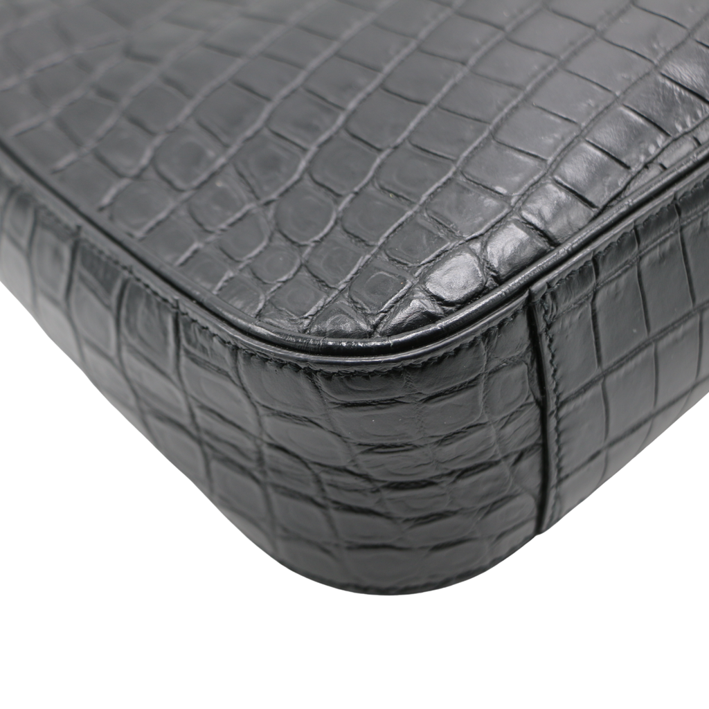 Saint Lauurent Le 5 à 7 croc-embossed leather shoulder bag