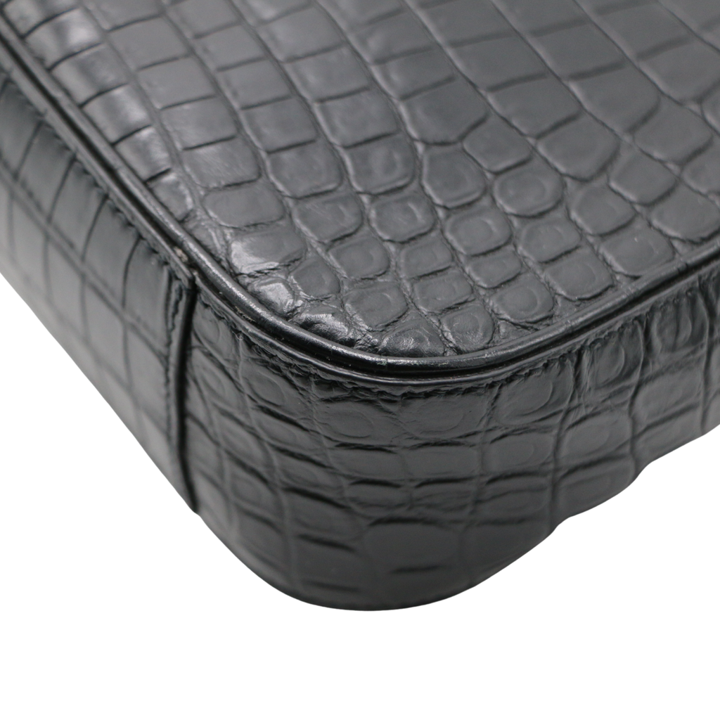 Saint Lauurent Le 5 à 7 croc-embossed leather shoulder bag